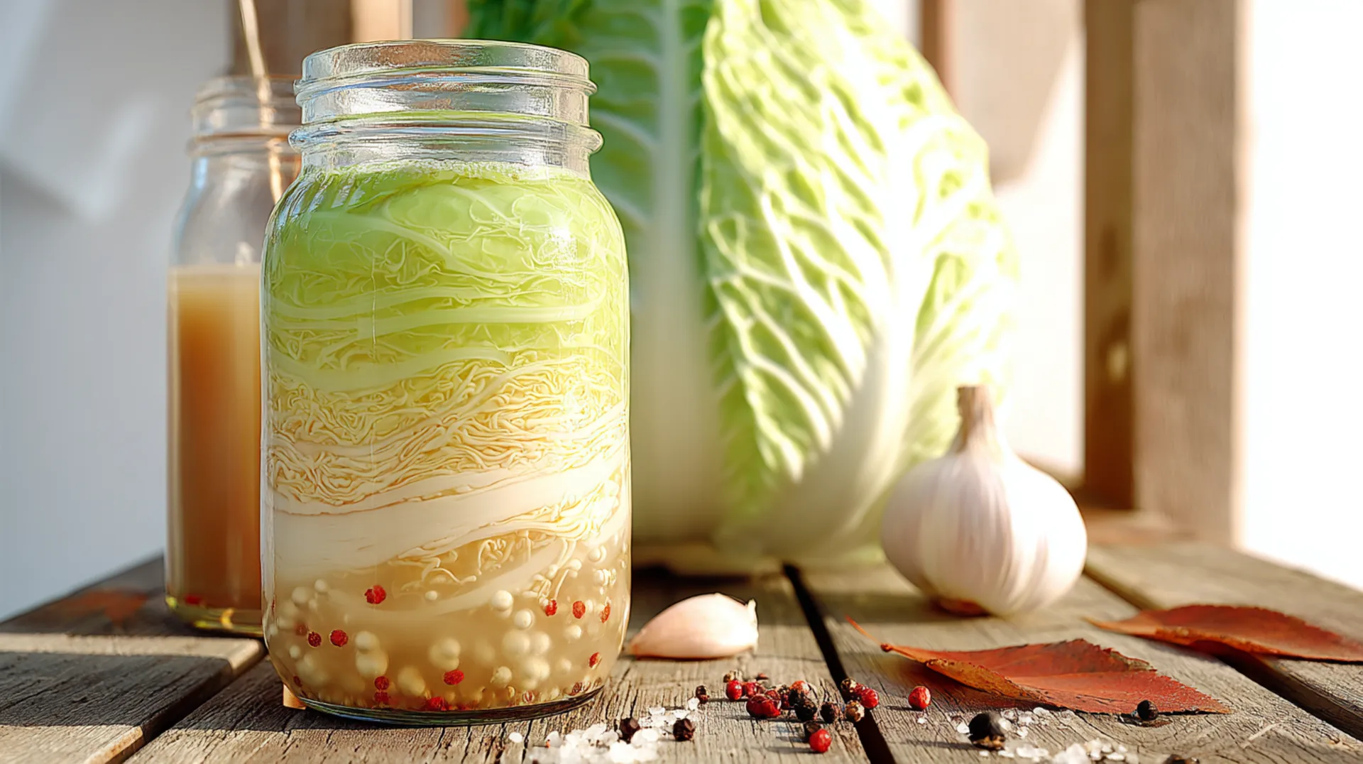 Cabbage jar with fermented vegetables